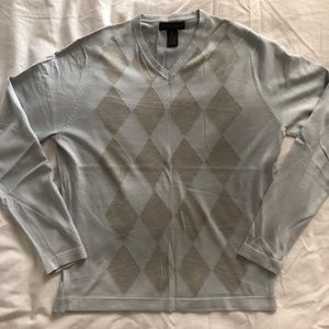Banana Republic Silk Cashmere Blue/Grey Argyle Sweater size S